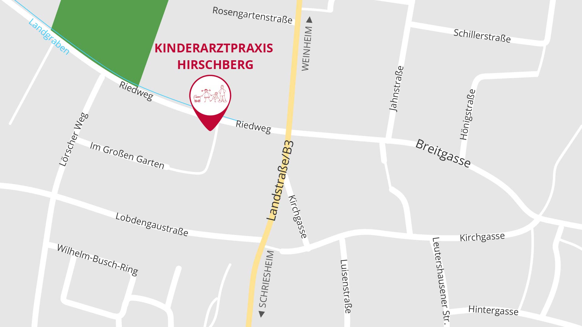 Straßenkarte zur Kinderarztpraxis Hirschberg